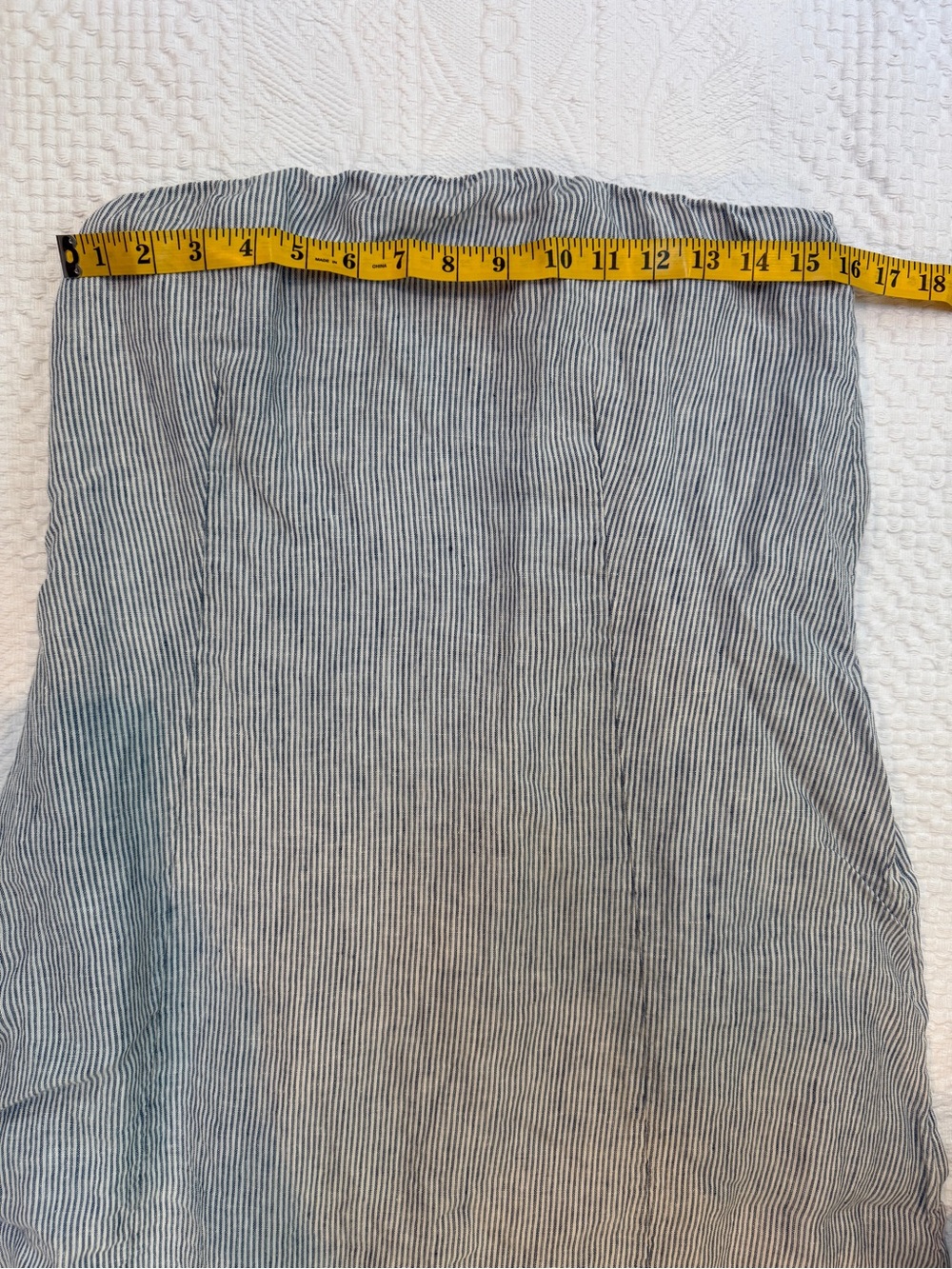 Quince 100% European Linen Strapless Maxi Dress Blue Pinstripe M Seersucker - Picture 4 of 8